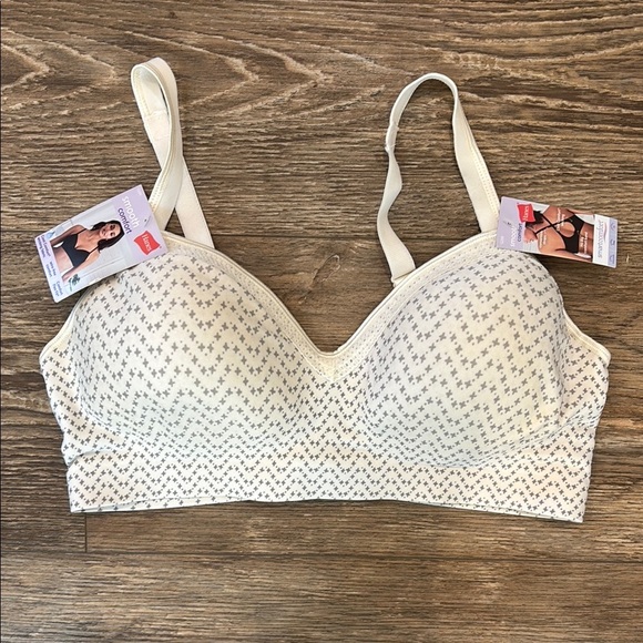 Hanes Women's XL Cream and Gray Smooth Comfort Convertible Wire Free Bra NWT - Picture 1 of 9